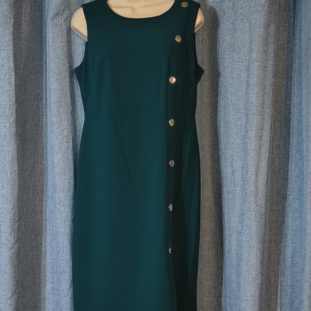 Tommy Hilfiger Teal Midi Dress with Silver Buttons